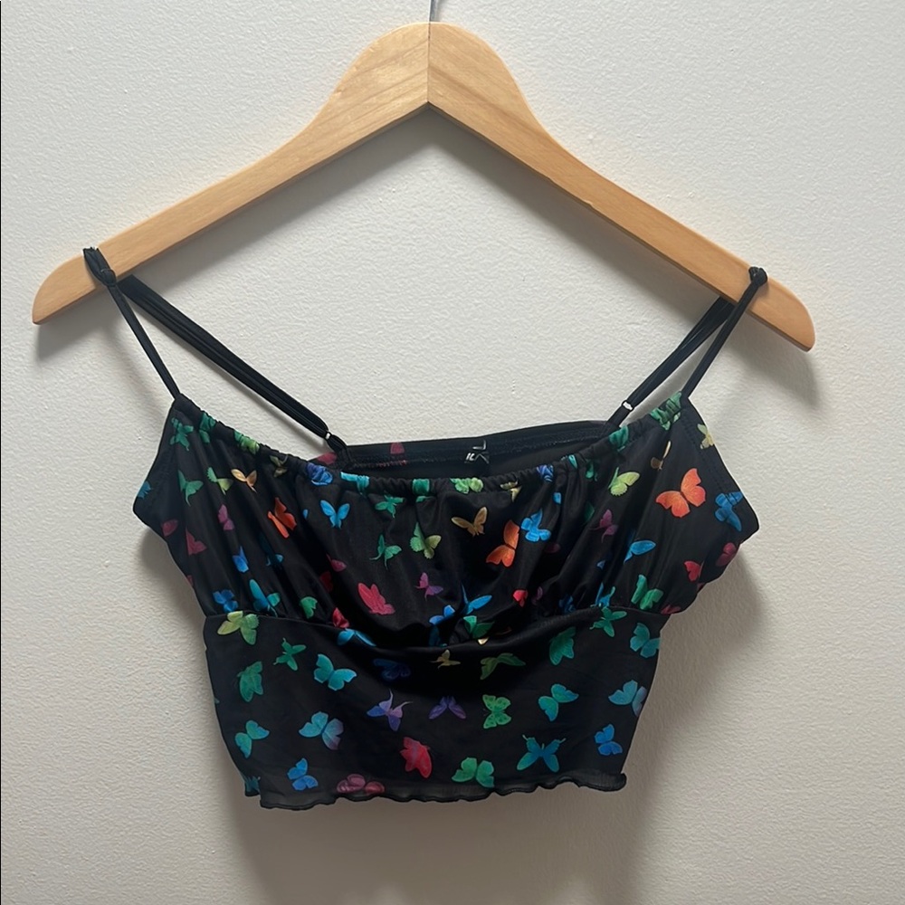 Rainbow Butterfly Print Women's Top